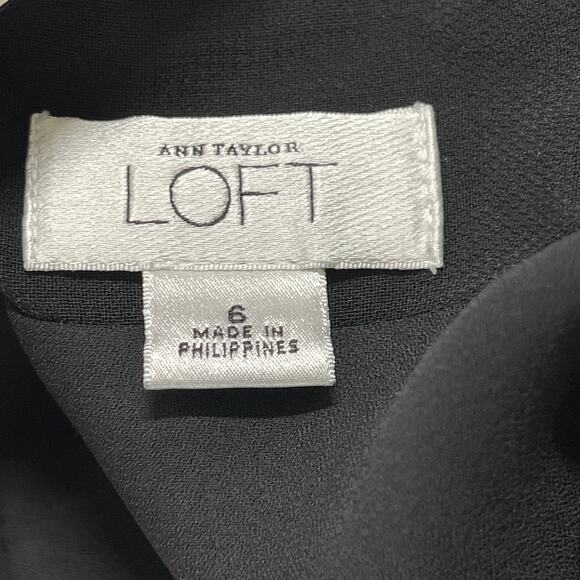 Ann Taylor LOFT Midi Tiered Dress 6 Black Layered Hem Sleeveless Prom HOCO Y2K - Picture 6 of 7